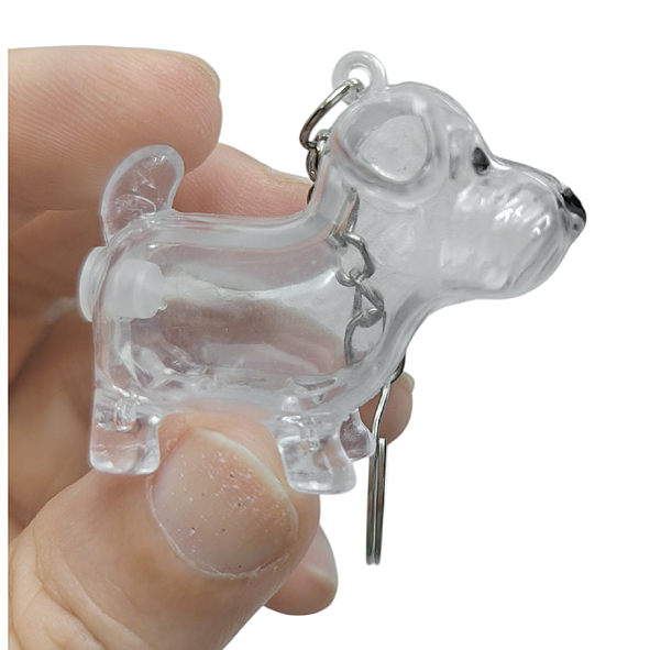 Clear Dog Fur Container Keychain Side