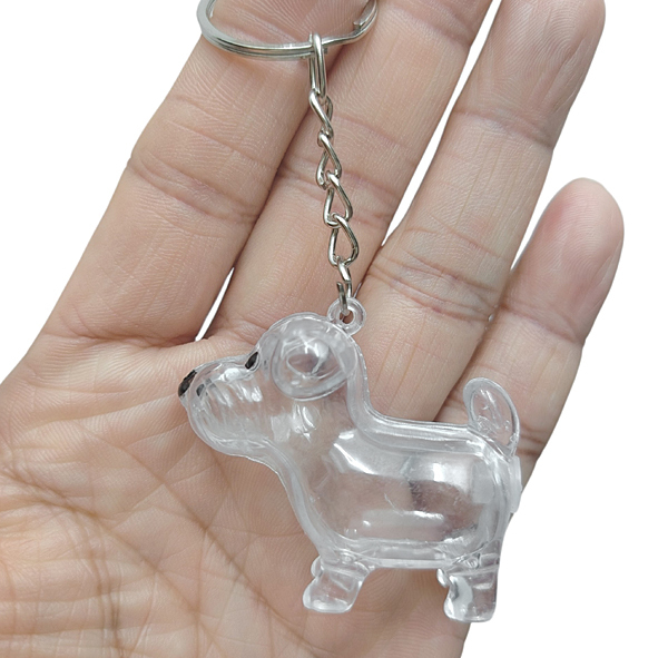 Clear Dog Fur Container Keychain
