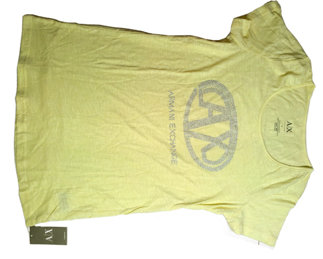 Ladies Armani Exchange AX Logo T-Shirt (Yellow) L Size