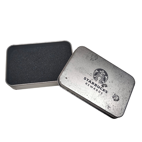 Vintage Starbucks Steel Name Card Holder Storage Box Insde