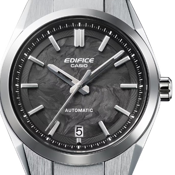 Casio Edifice Automatic Watch Forged Carbon Black EFK-100CD-1A Close Up