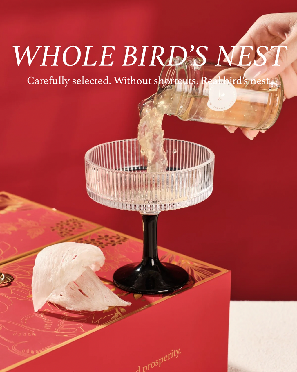 Nest of Fortune is a premium freshly boiled bird’s nest gift set, crafted with 100 percent natural whole bird’s nest and prepared only after order. No scraps, no preservatives, only real bird’s nest you can see and taste.