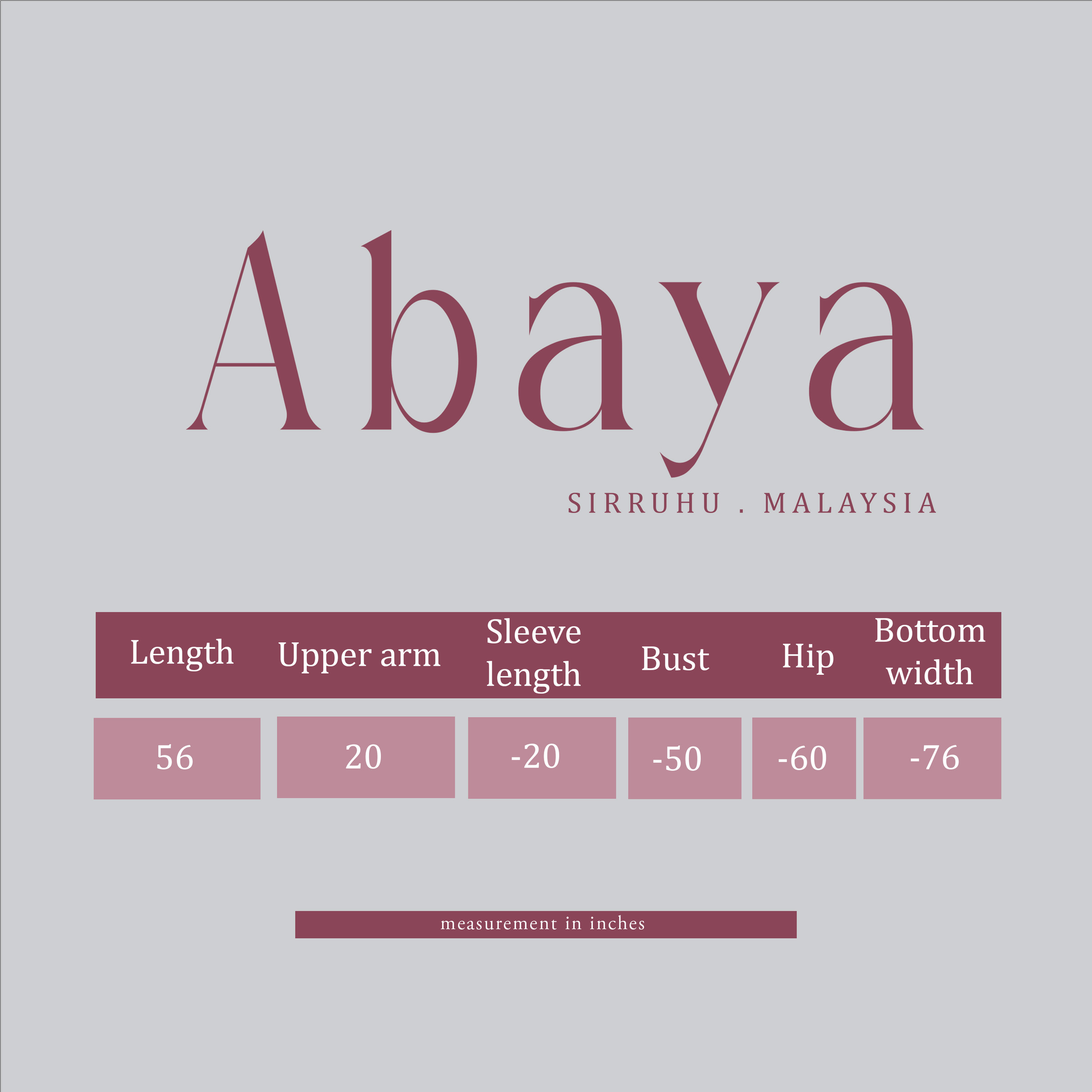abaya measurement
