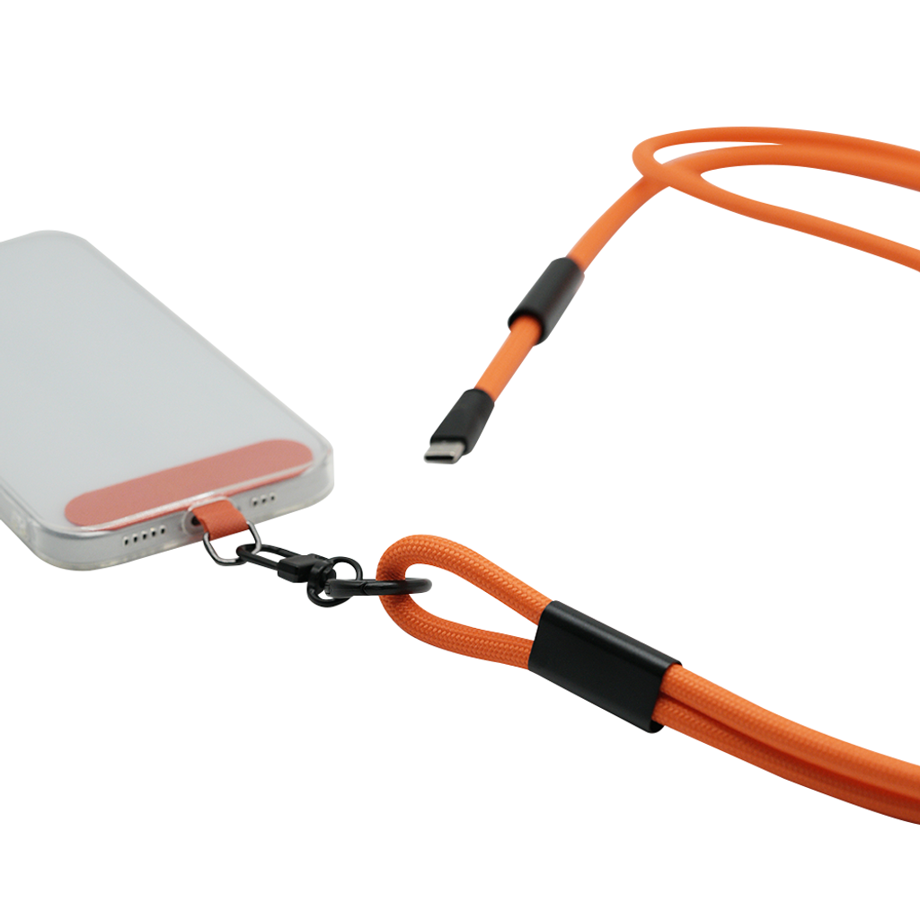 自由伸縮二合一充電手機繩_橙1