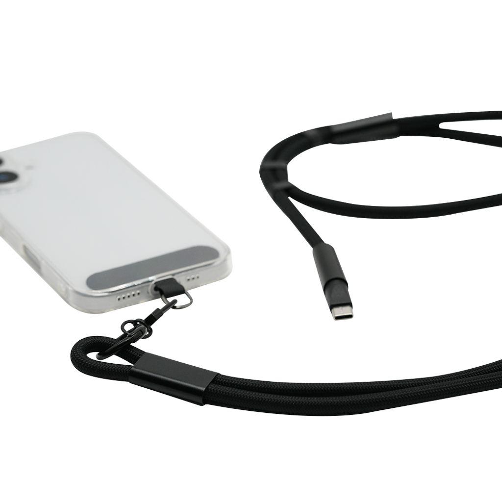 自由伸縮二合一充電手機繩_黑1