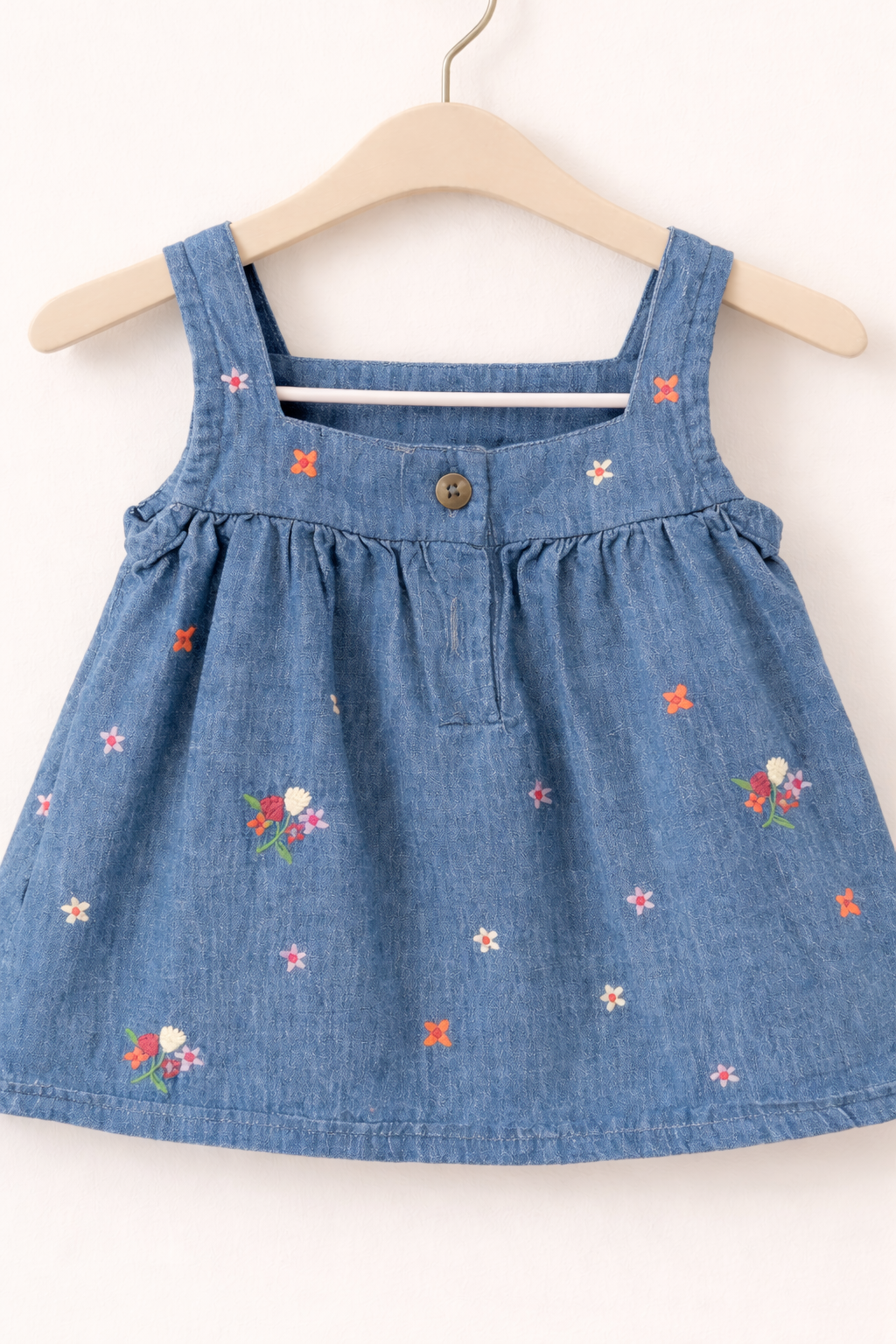 Denim sundress with flower embroidery (1)