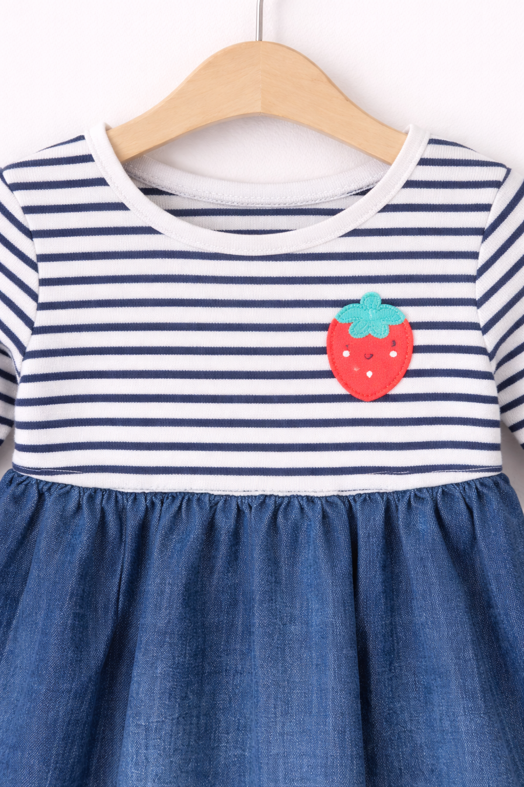 Cute striped toddler dress with strawberry