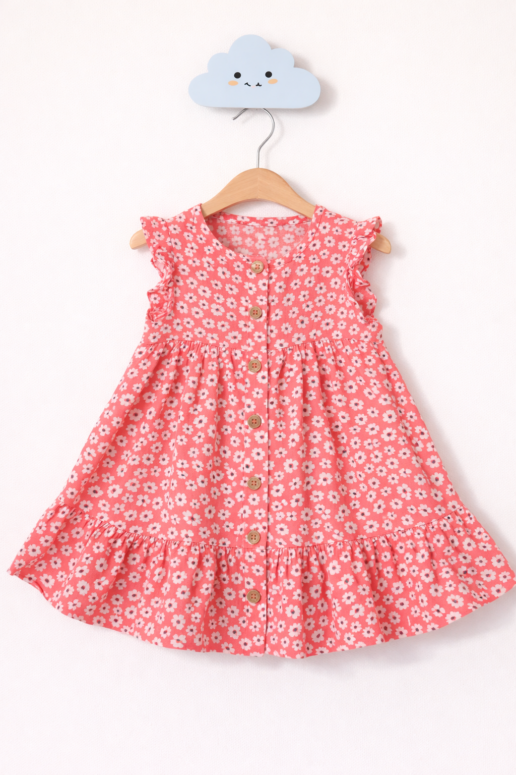 Coral pink dress on cloud hook