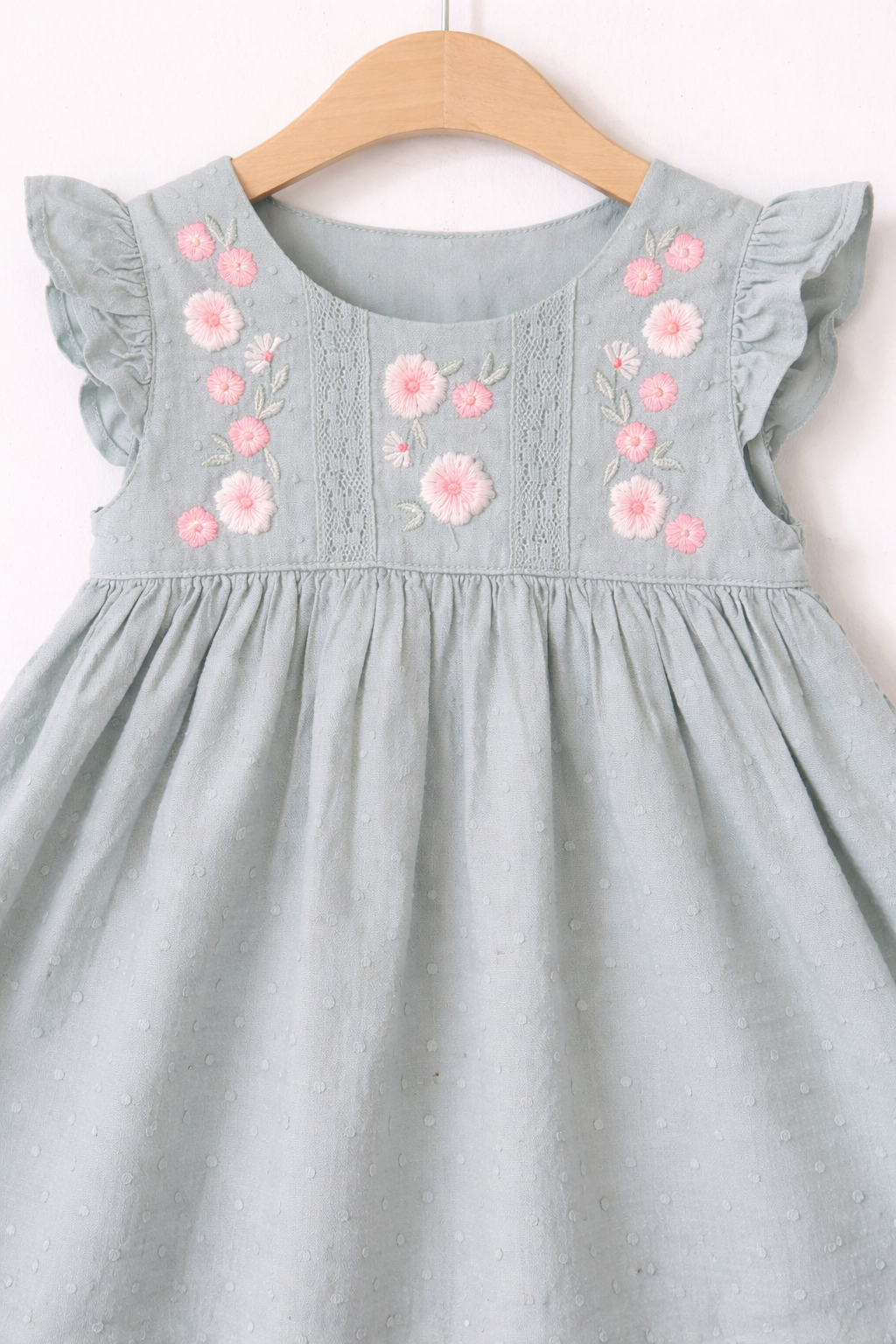 Delicate floral dress in sage green