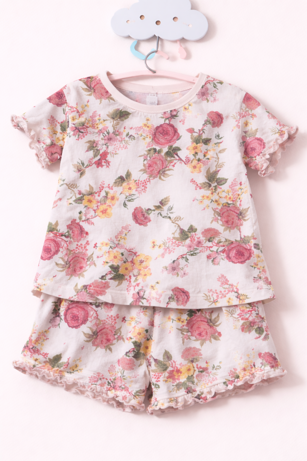 Pastel floral girls' pajama set