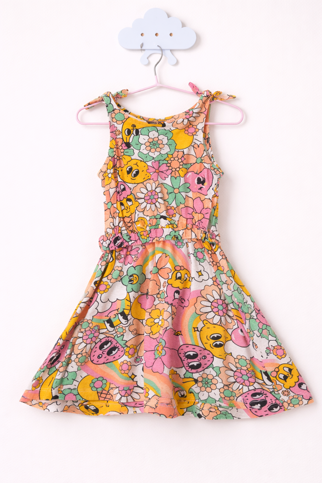 Colourful girls' sundress with kawaii pattern