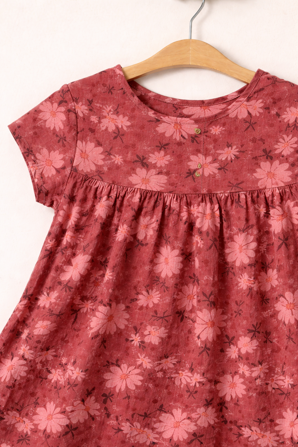 Dusty rose floral dress details