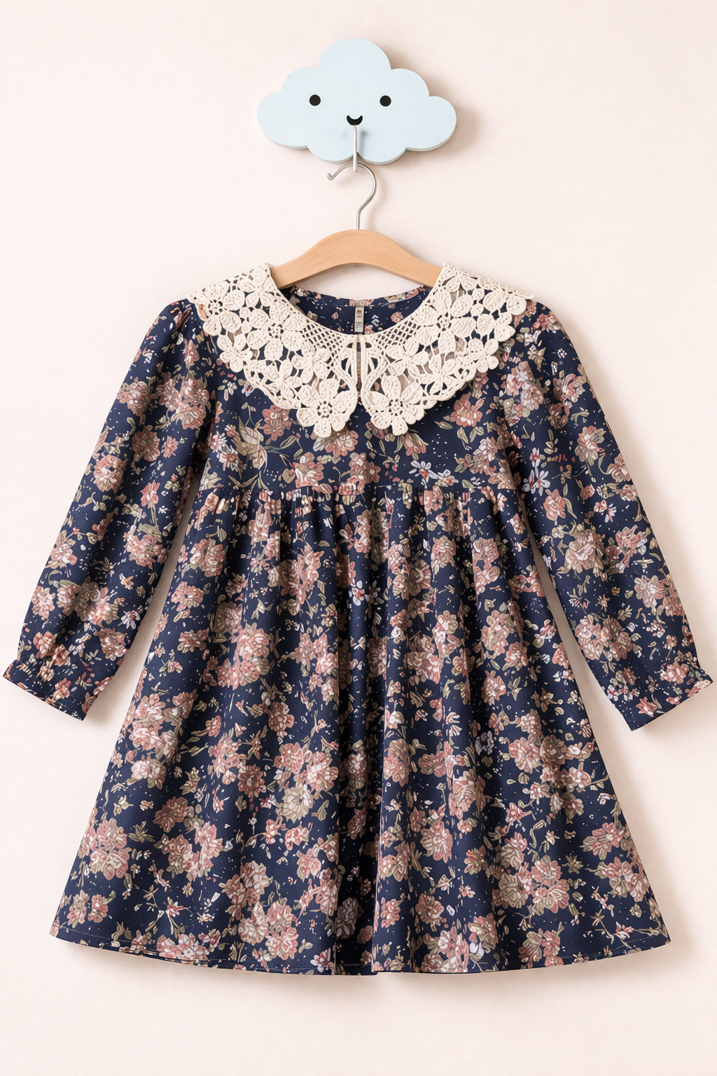 Floral toddler dress with cloud hook