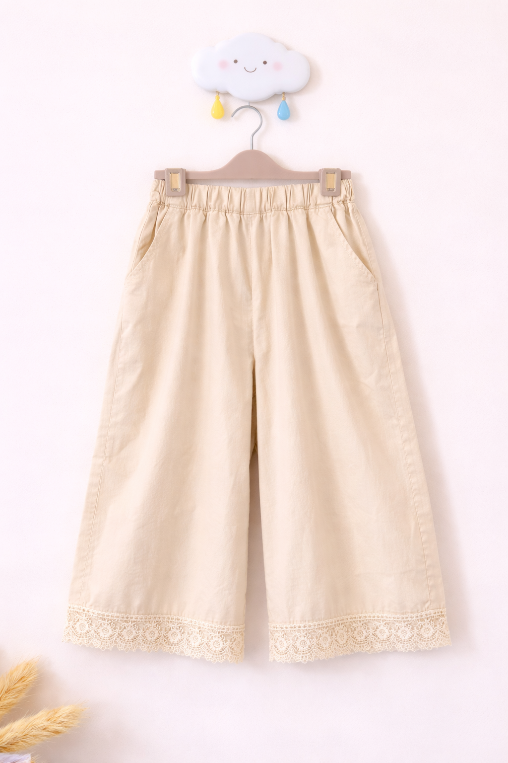 Culottes hanging from a cloud hook