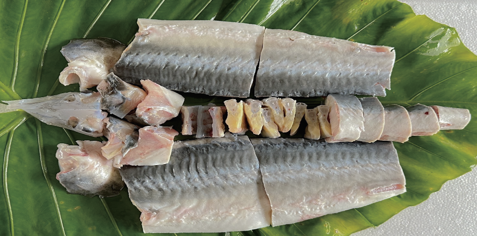 鱘龍魚整尾分切處理，一魚多吃