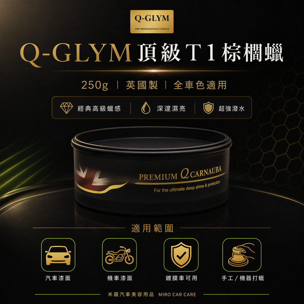 Q-GLYM 頂級 T1 棕櫚蠟 250g_適用範圍