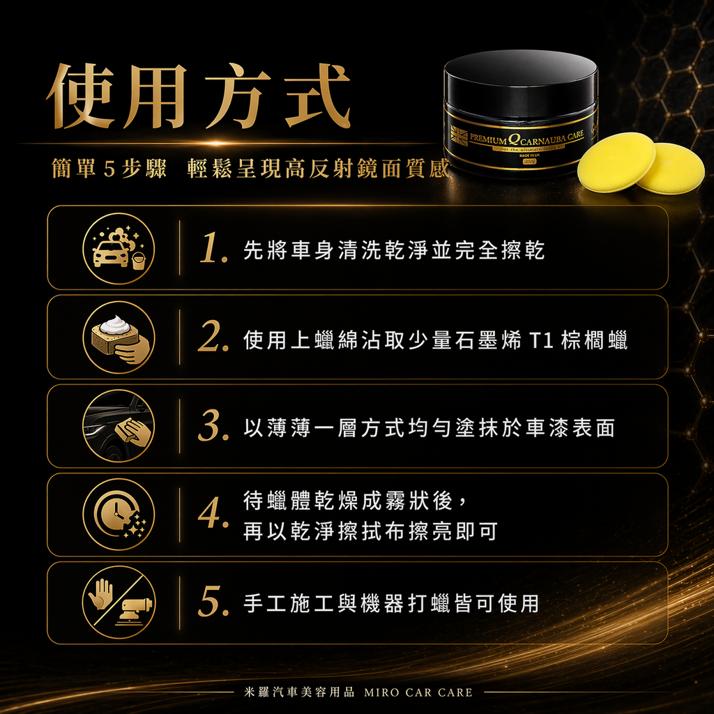 Q-GLYM 石墨烯T1棕櫚蠟 200g_使用方式