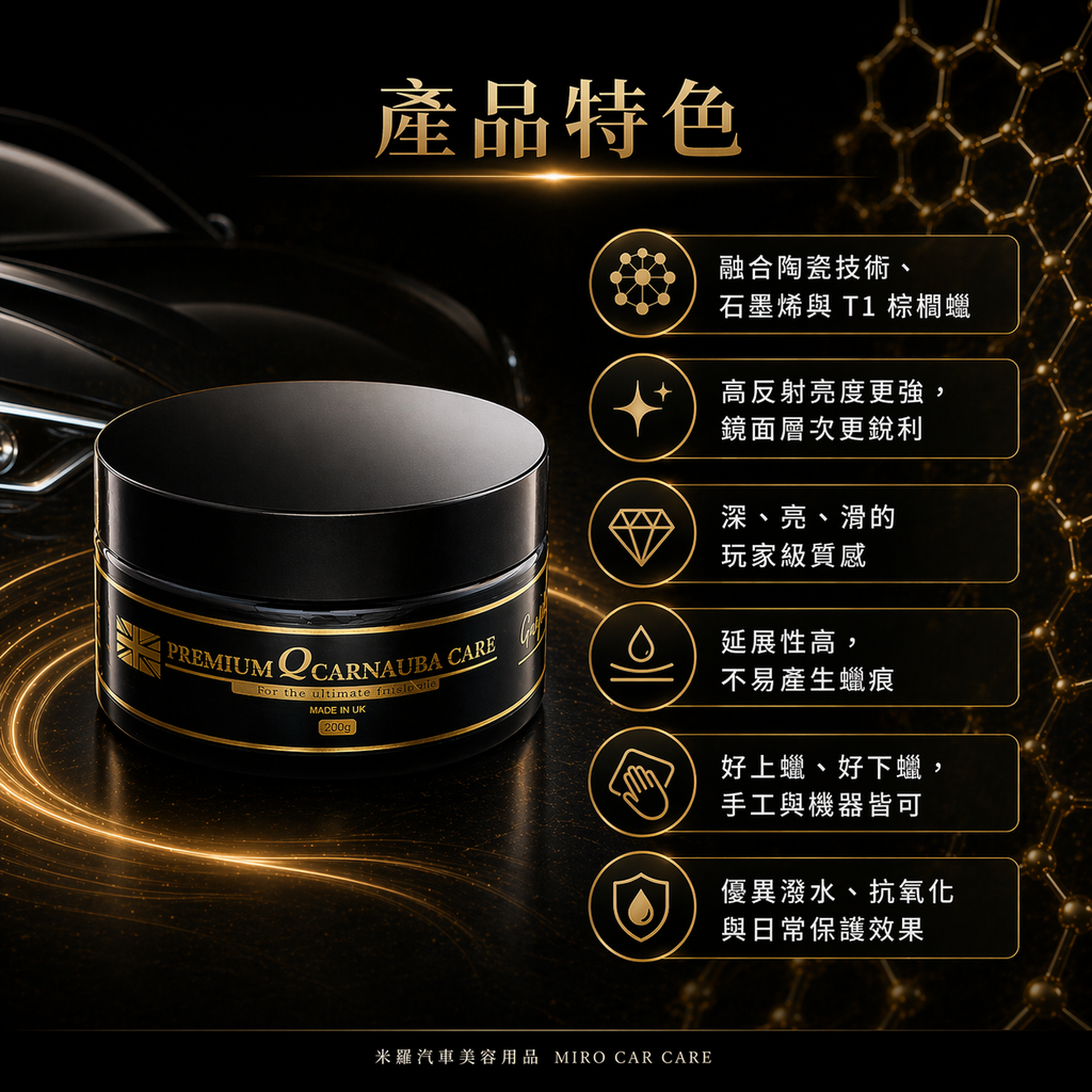 Q-GLYM 石墨烯T1棕櫚蠟 200g_產品特色