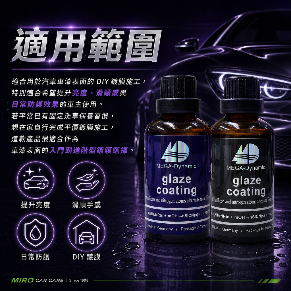 美研動力 奈米塗層釉元素 50ml_適用範圍