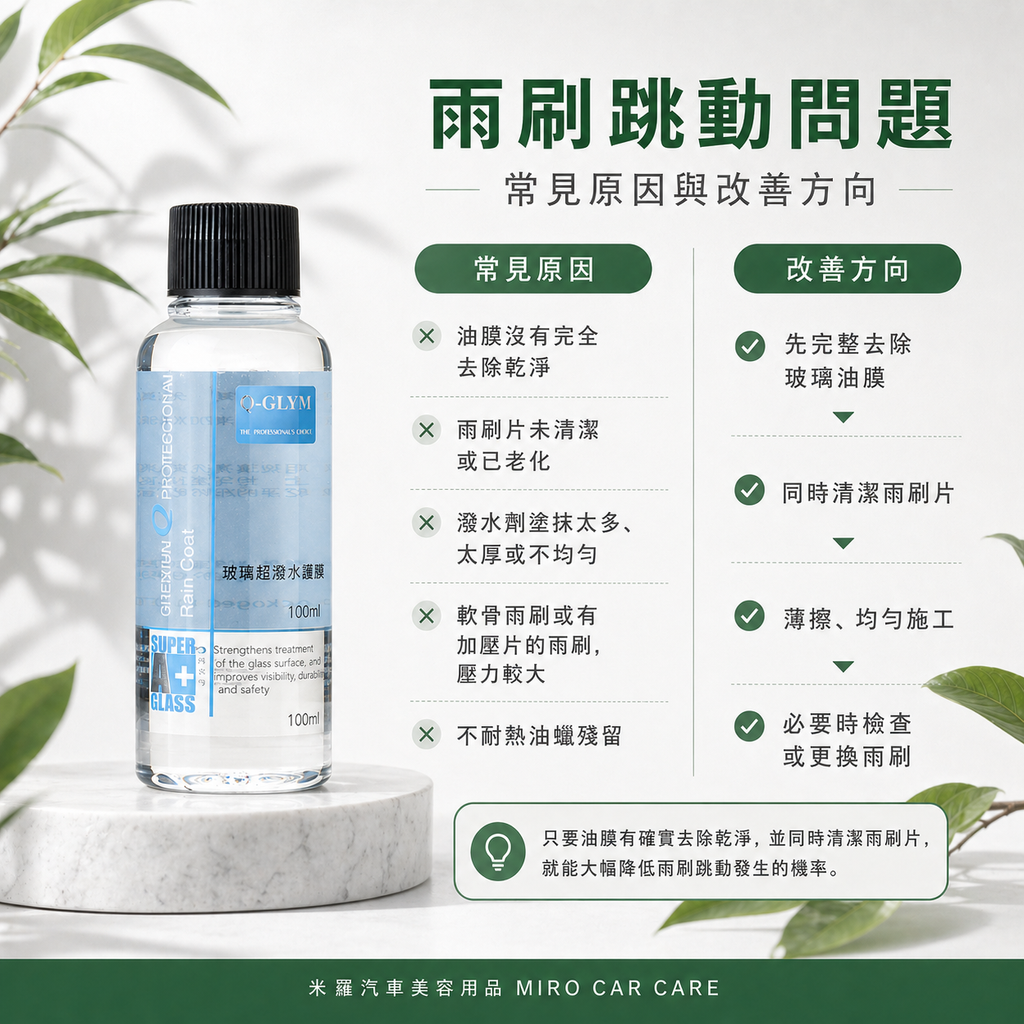 Q-GLYM 玻璃超潑水護膜 100ml_雨刷跳動問題
