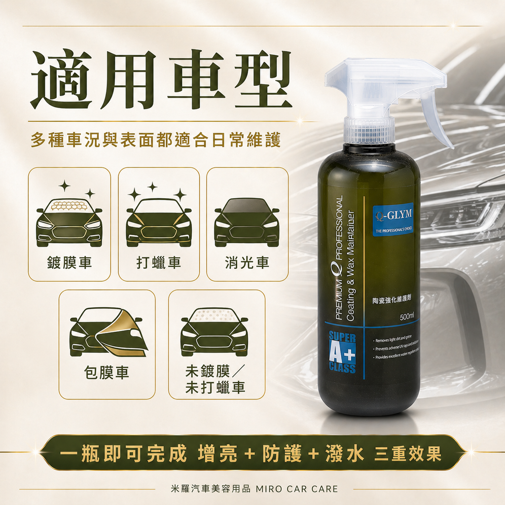 Q-GLYM 英國陶瓷強化維護劑 500ml_適用車型