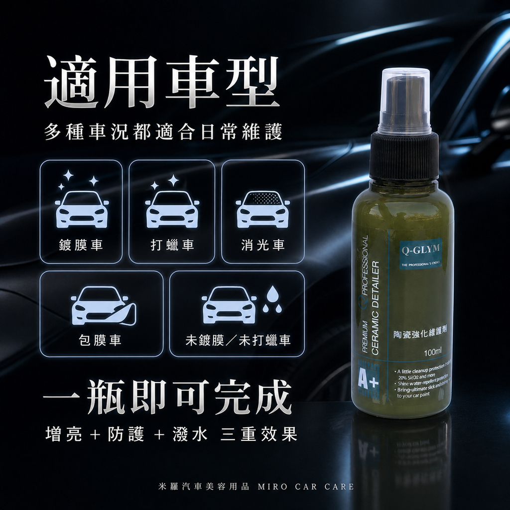 Q-GLYM 英國陶瓷強化維護劑 100ml_適用車型