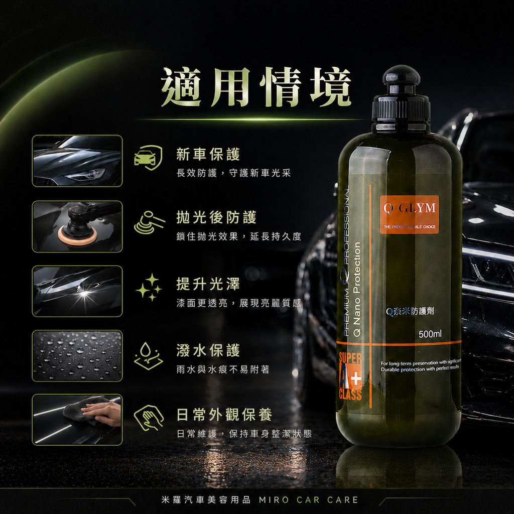 Q-GLYM Q奈米防護劑 500ml_適用情境