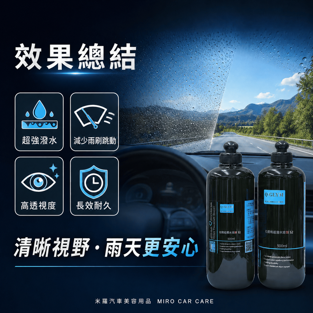 Q-GLYM 雙劑玻璃鍍膜 S1+S2_效果總結