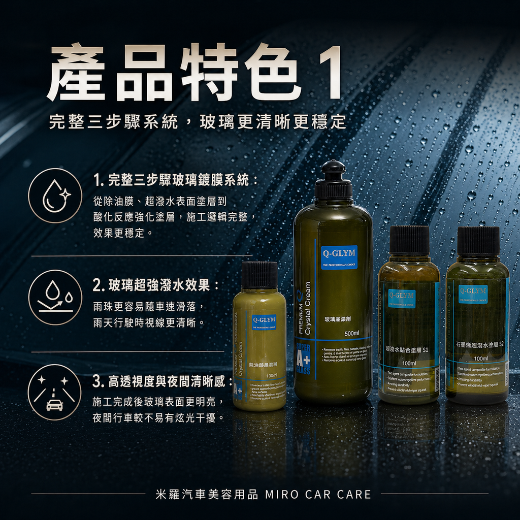 Q-GLYM 日本玻璃鍍膜 100ml_產品特色1