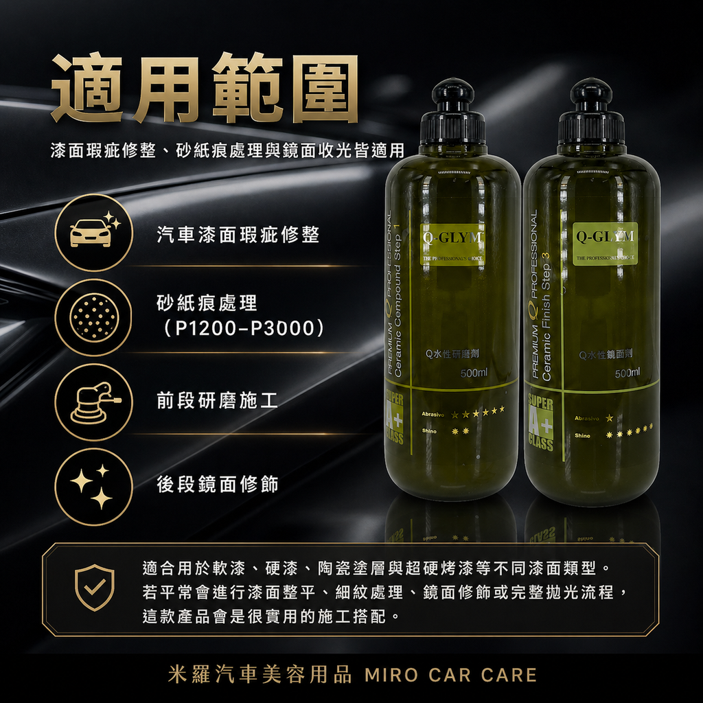 Q-GLYM 水性拋劑 500ml_適用範圍