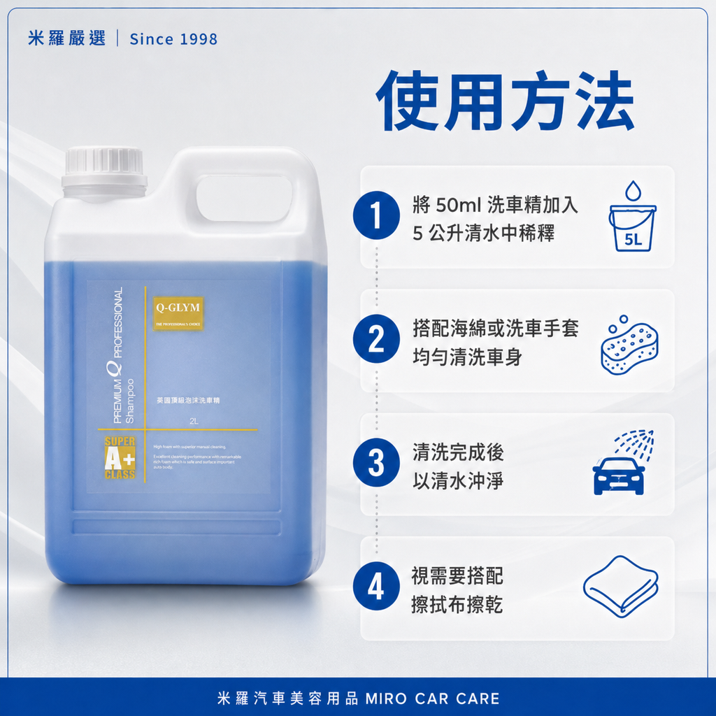 Q-GLYM 英國頂級泡沫洗車精 2L_使用方法