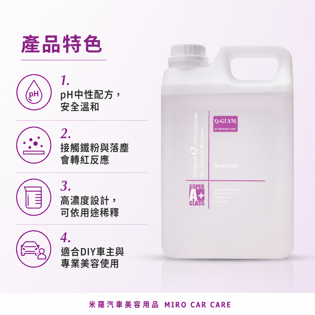 Q-GLYM 鐵粉落塵去除劑 2L_產品特色