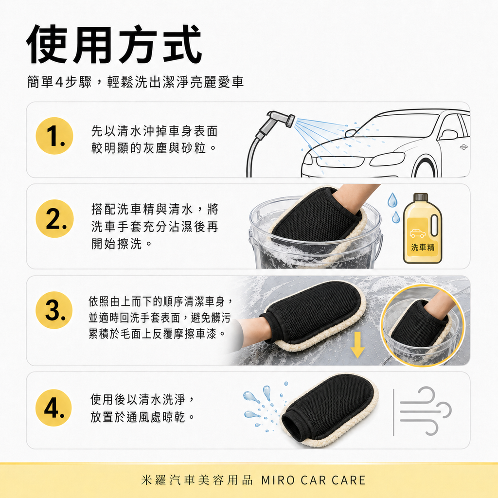 羊毛絨洗車手套 24x16cm_使用方式