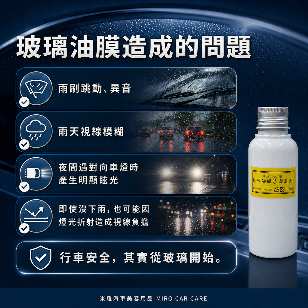 Q-GLYM 玻璃油膜清潔乳劑 100ml_玻璃油膜造成的問題