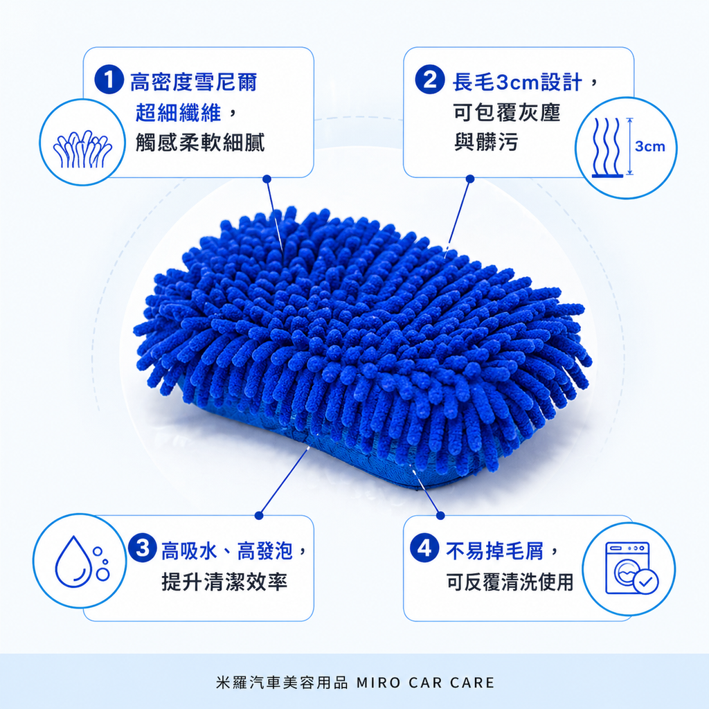 雪尼爾洗車海綿 25x15cm_產品細節圖