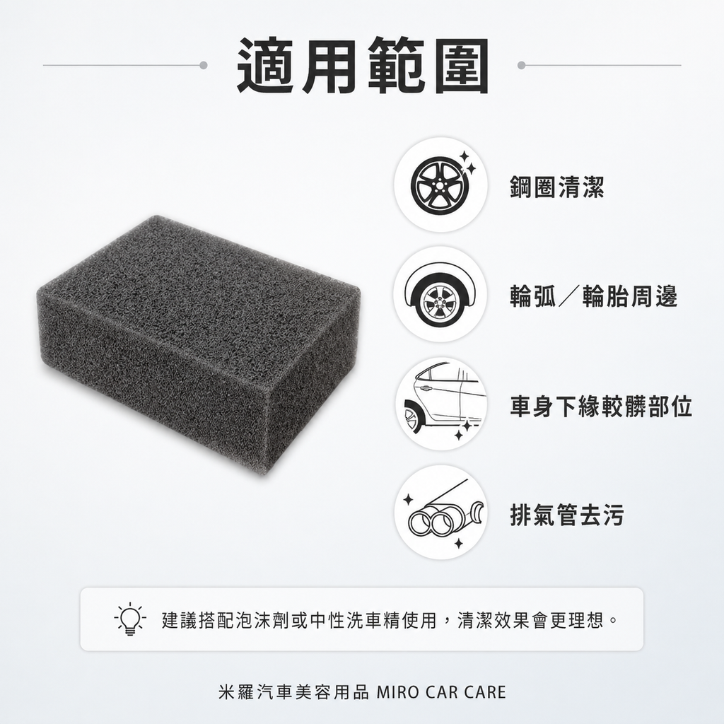 洗鋼圈專用海綿 19x12x4cm_適用範圍