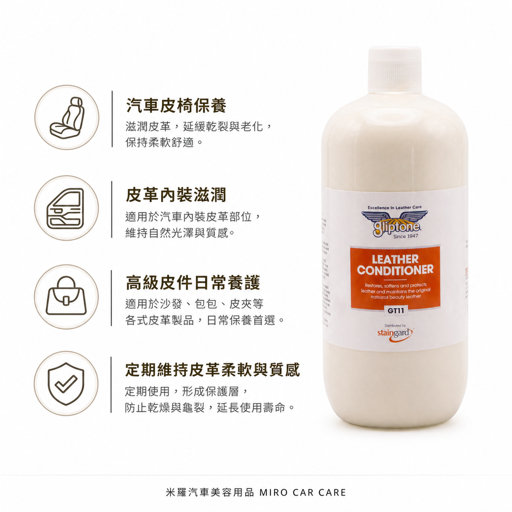 Gliptone 皮革保養乳 1L_產品功能