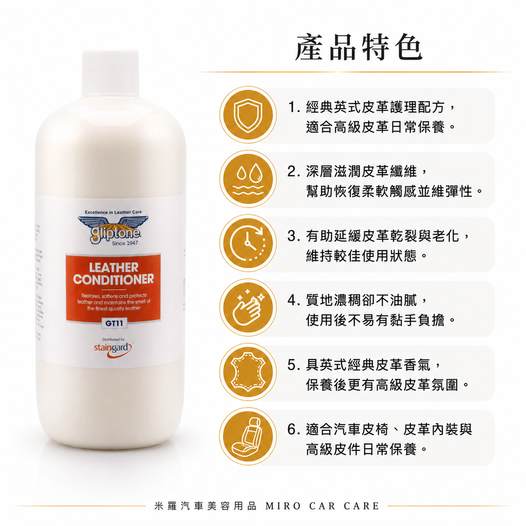 Gliptone 皮革保養乳 1L_產品特色