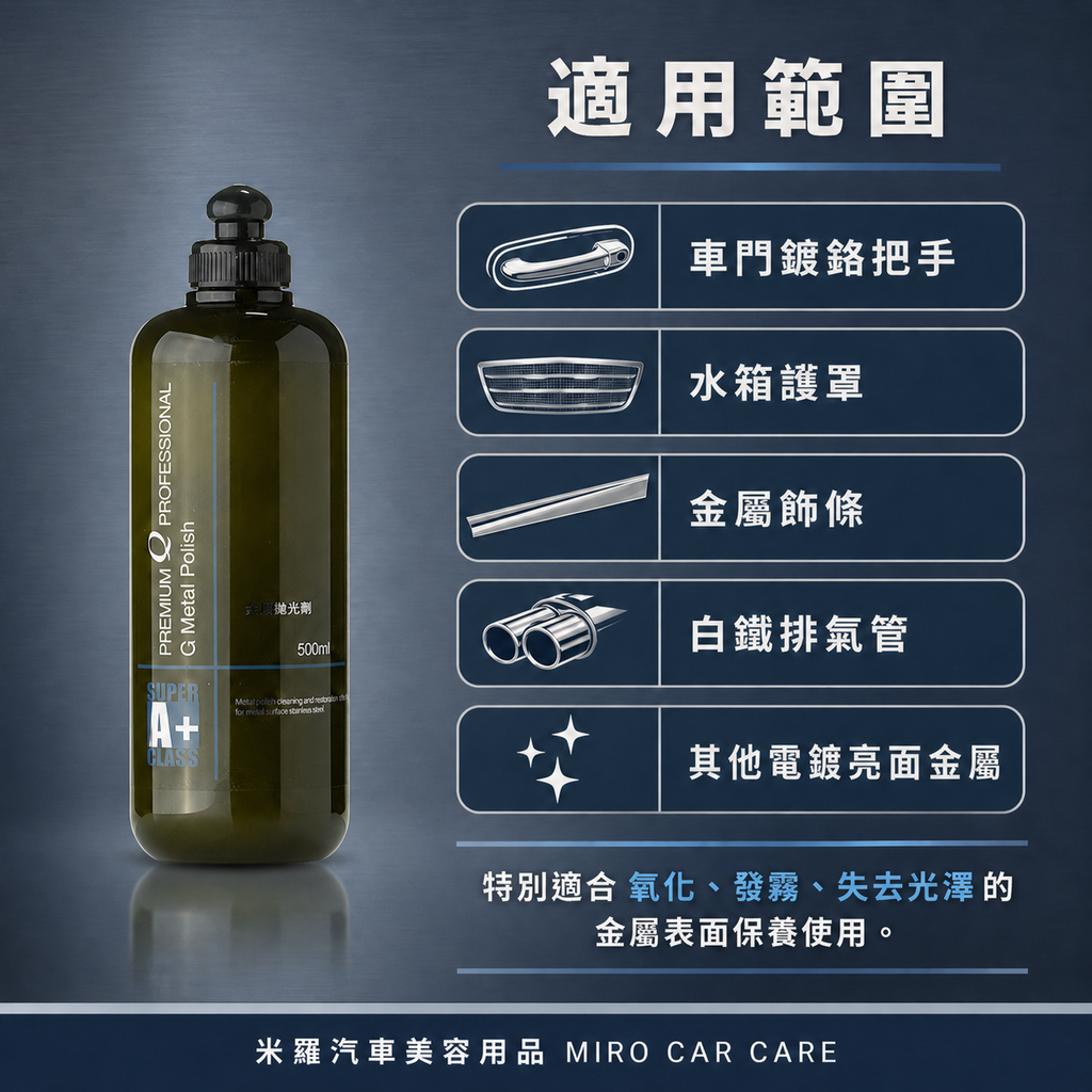 Q-GLYM 金屬拋光劑 500ml_適用範圍