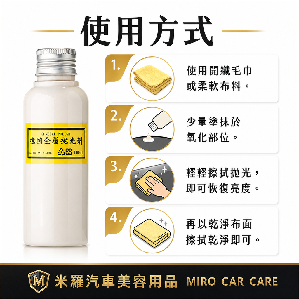 Q-GLYM 金屬拋光劑 100ml_使用方式