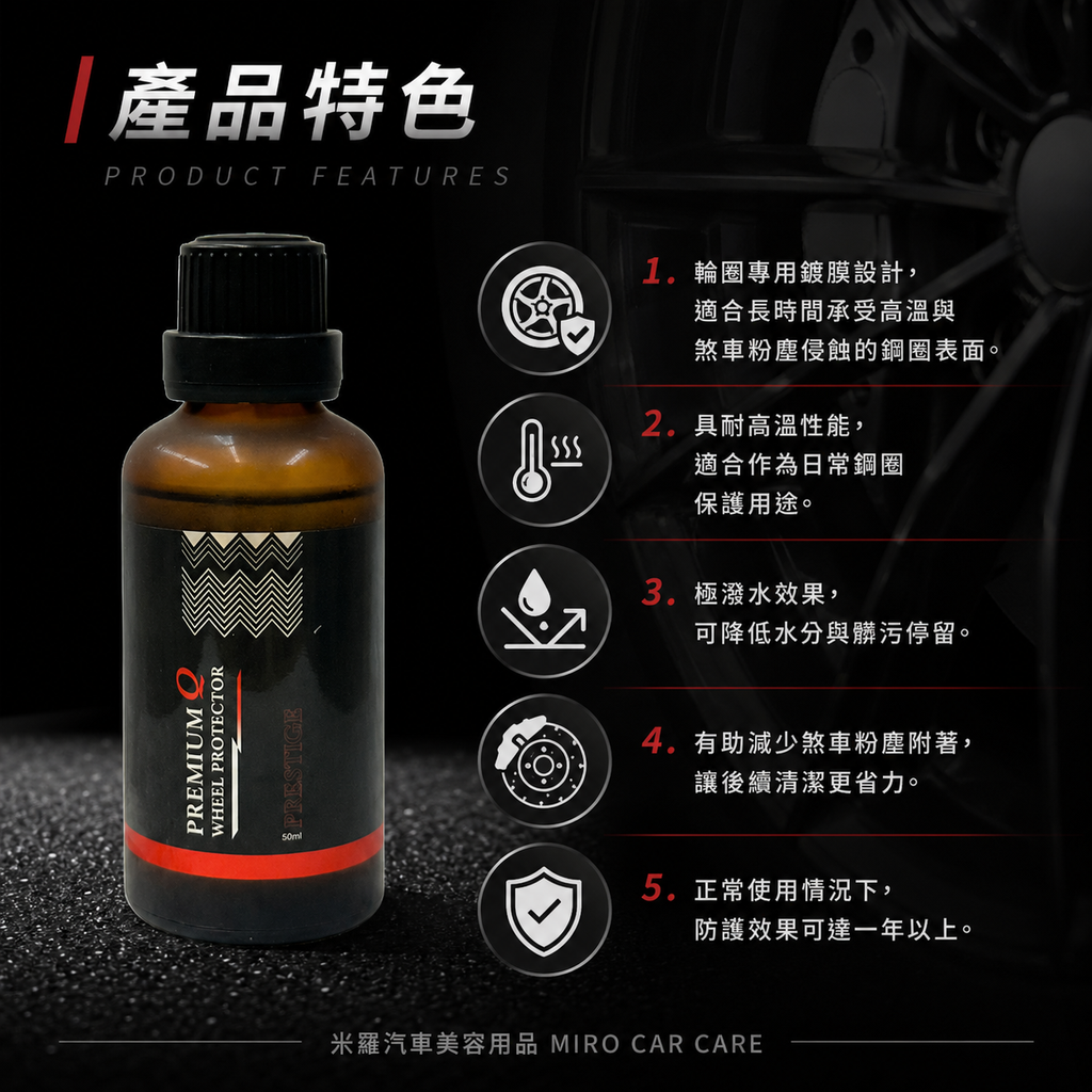 Q-GLYM PREMIUM 鋼圈鍍膜 50ml_產品特色