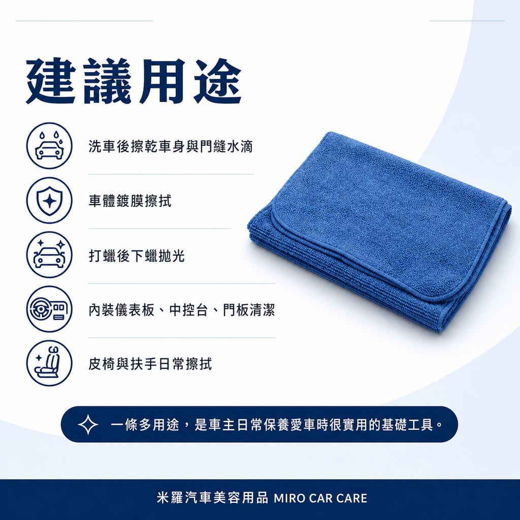 MIT 台灣製 藍色超細纖維擦拭布 30x60cm_建議用途