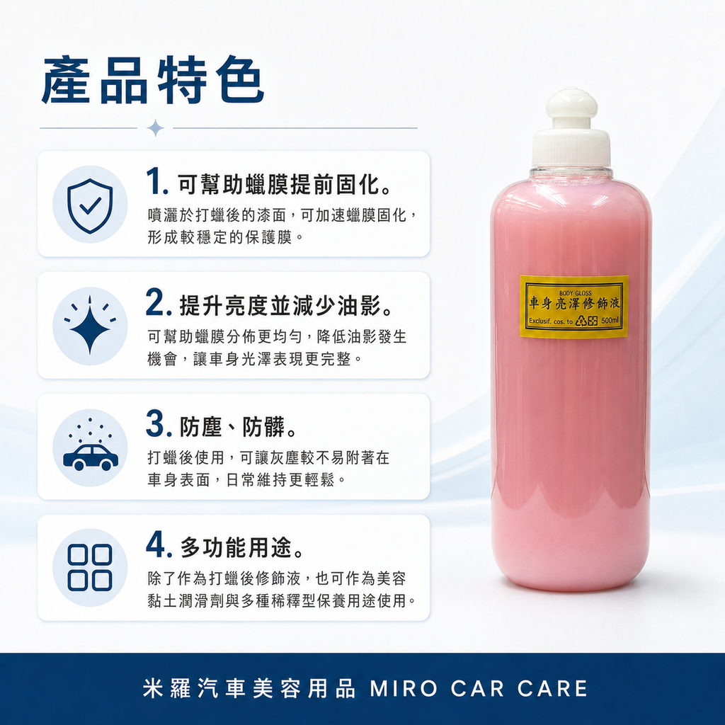 BODY GLOSS 車身亮澤修飾液500ml_產品特色