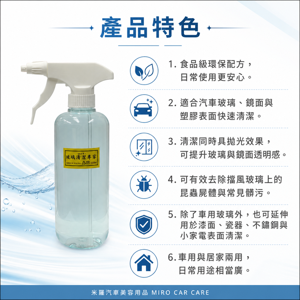 玻璃專家清潔劑 500ml_產品特色