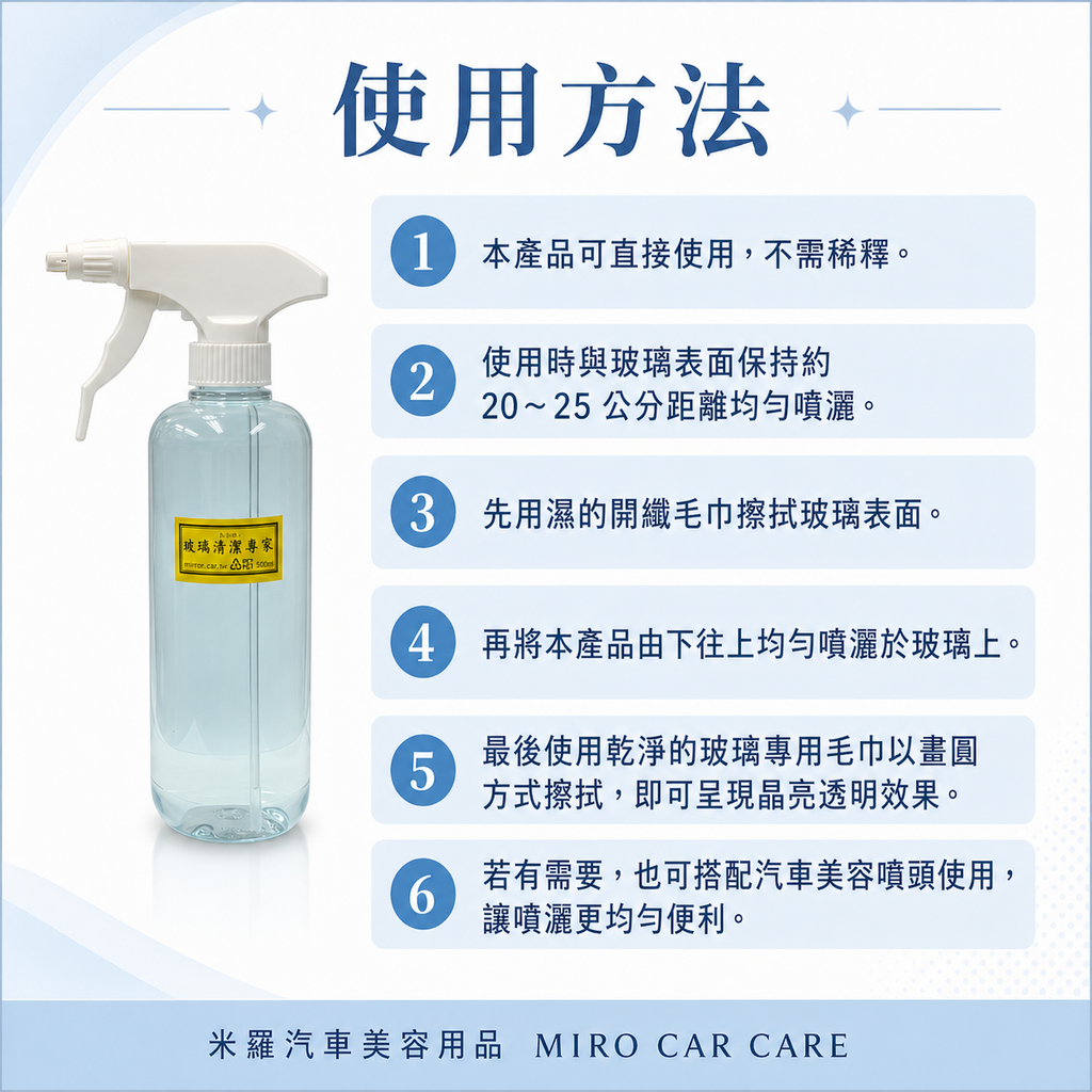 玻璃專家清潔劑 500ml_使用方法