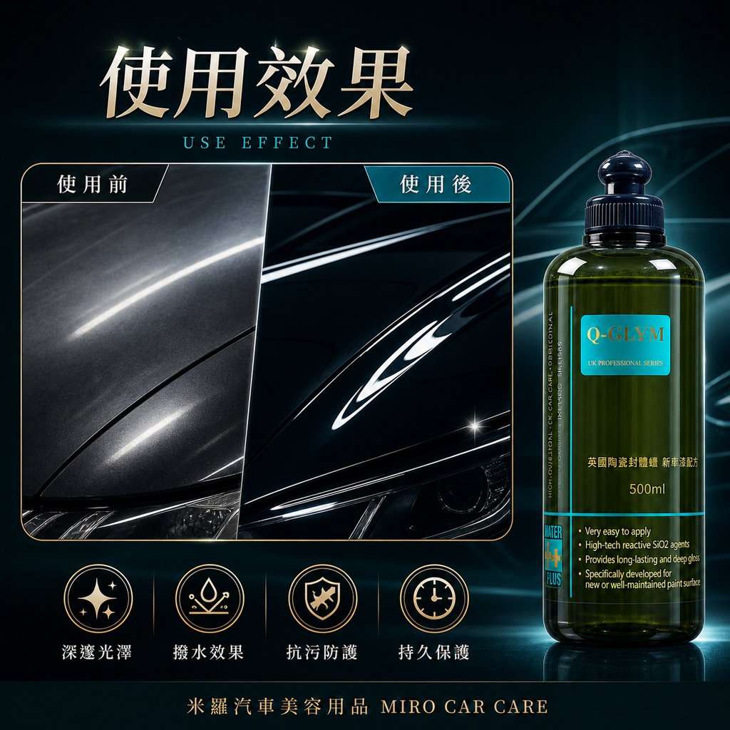 Q-GLYM 英國陶瓷封體蠟 500ml_使用效果