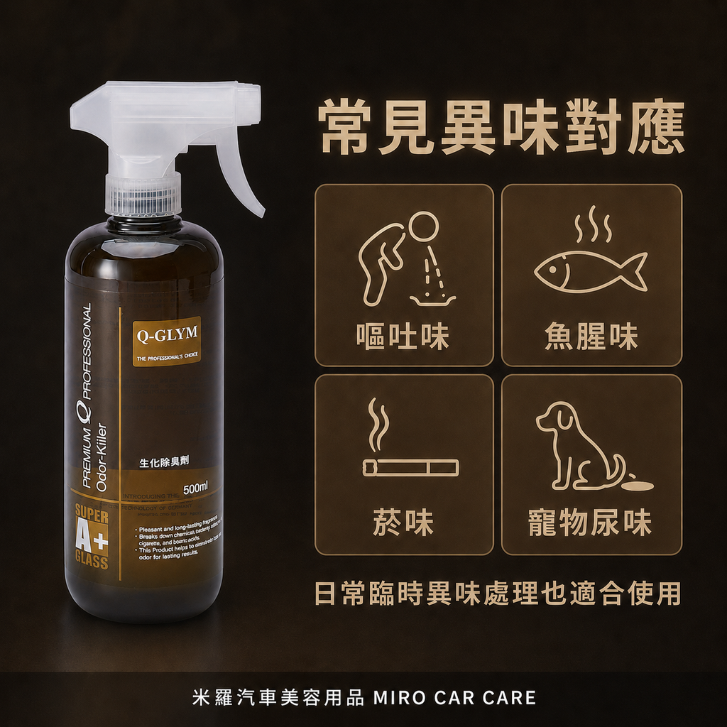 Q-GLYM 生化除臭劑 500ml_常見異味對應