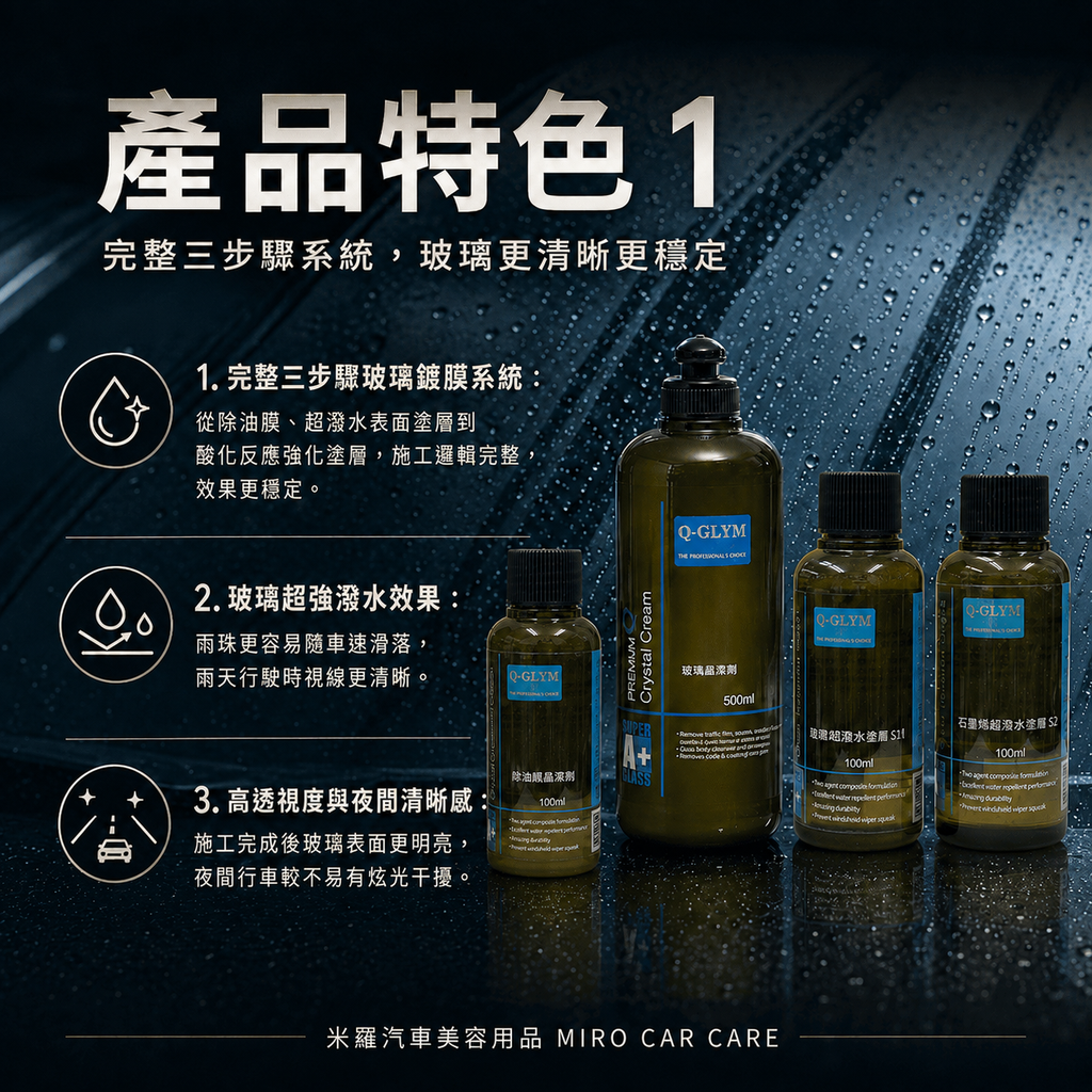 Q-GLYM 日本玻璃鍍膜 100ml_產品特色1