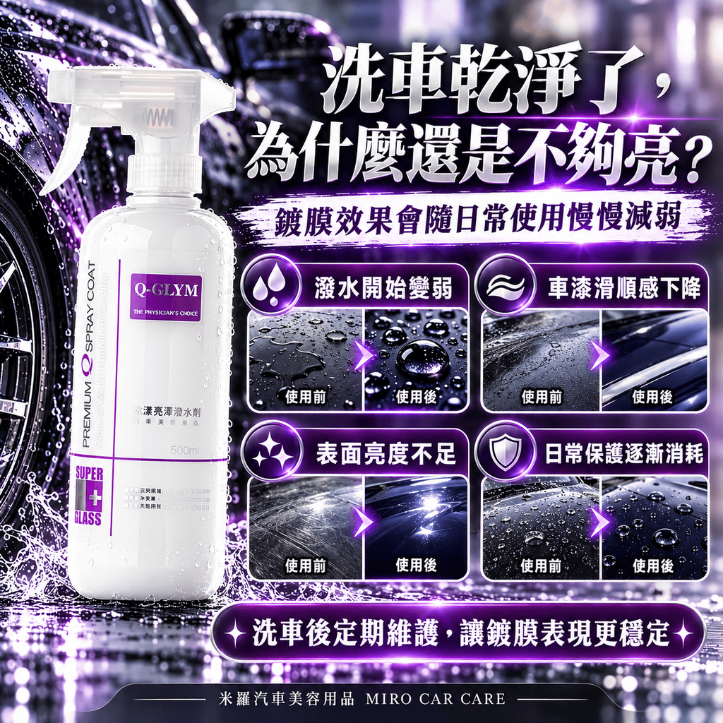 Q-GLYM 水漾亮澤潑水劑 500ml_3改善常見問題