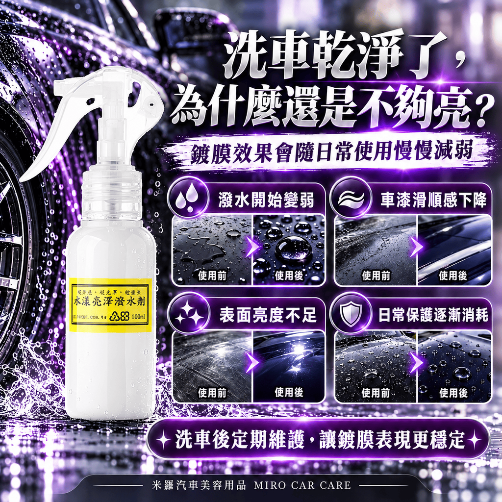 Q-GLYM 水漾亮澤潑水劑 100ml_3改善常見問題